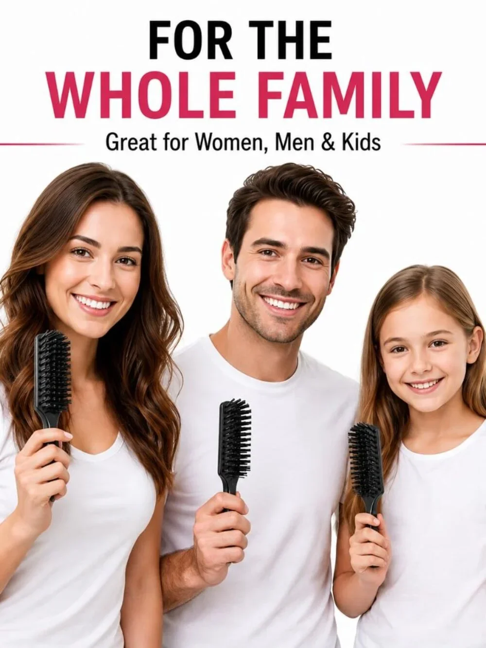 3 Pack Pocket Bristle Hair Brush with Nylon Bristles, 6 Inch Travel Hair Brush f